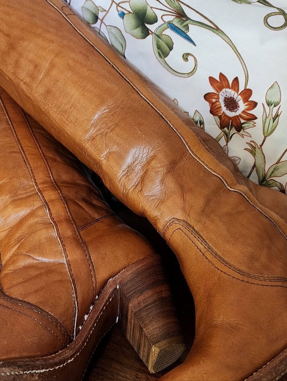 Frye Black Label Campus Boots – Vtg 70's – Women’s 9 B – Cognac Tan Leather – - Picture 14 of 16